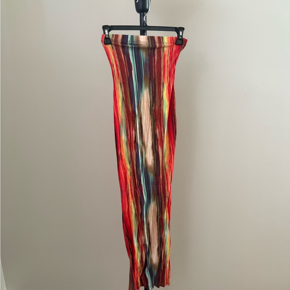 Multicolor Striped Women's Strapless Dress